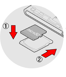 ~ De geheugenkaart installeren Uw telefoon kan een MicroSD geheugenkaart van maximaal 64 GB bevatten. Installeer de geheugenkaart in de hiervoor bestemde sleuf.
