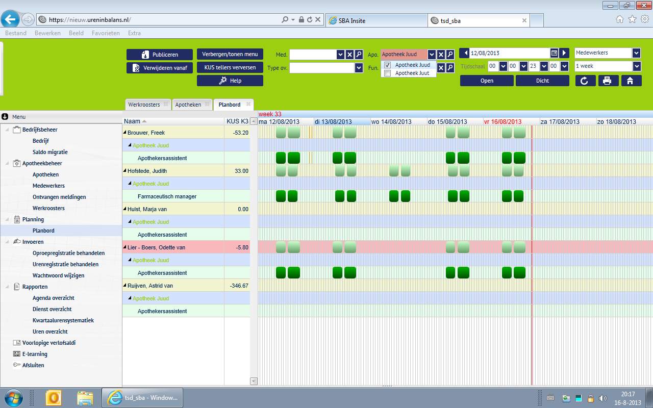 je instellen welke secties van het planbord je wilt zien. Maar je kunt ook instellen hoeveel dagen het planbord moet tonen.