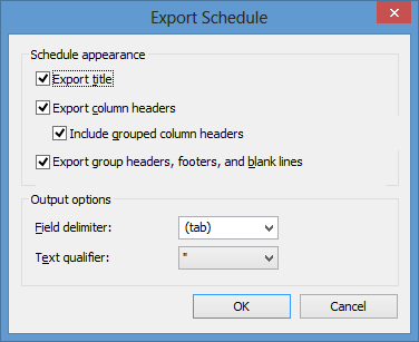 Via de Revit Export menu kan je gemakkelijk een Schedule (die als view actief staat- exporteren naar een Delimited.