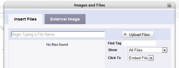 Een andere mogelijkheid is te kiezen voor Insert Images and Files tijdens het opmaken van je pagina.