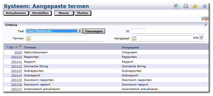 8 Termen onderhouden Voor add-ons kunt u maatwerktermen opgeven voor onder andere label- en omschrijvingvelden.