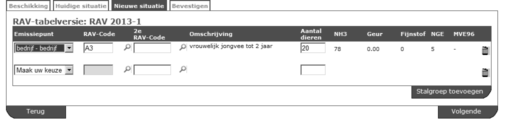 Stap 2 Huidige situatie : In de huidige situatie is de vigerende vergunning f melding te zien. Het is mgelijk bepaalde f alle RAV-cdes te kpiëren naar de nieuwe situatie.