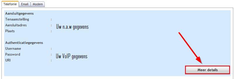 1. Inloggen telefoniegedeelte U logt in in uw Serviceweb. Hier klikt u op uw actieve abonnement. Vervolgens klikt u op Telefonie, daarna op Meer details.