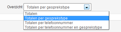 1 Totalen U bevindt zich nu op de pagina waar u de gespreksdetails kunt inzien. U ziet als periodeselectie de huidige maand.