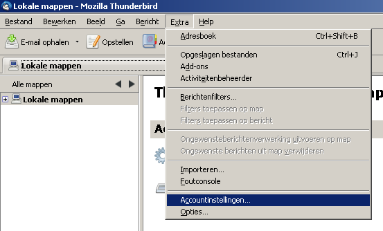 STAP 1: ACCOUNT SETUP Start Mozilla Thunderbird.