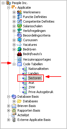 People Inc. 3.2.0 3 In het scherm Werknemers kan de informatie uit dit scherm opgehaald worden. 1.2.3 Sectoren Het hoofdscherm Sectoren is verplaatst.