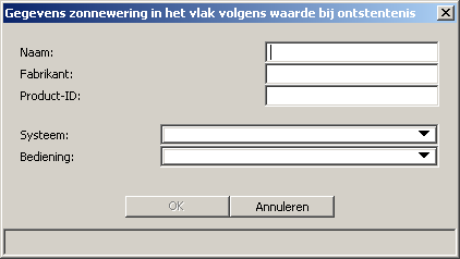 Invoer pop-up Zonnewering in het vlak volgens waarde bij ontstentenis 8.