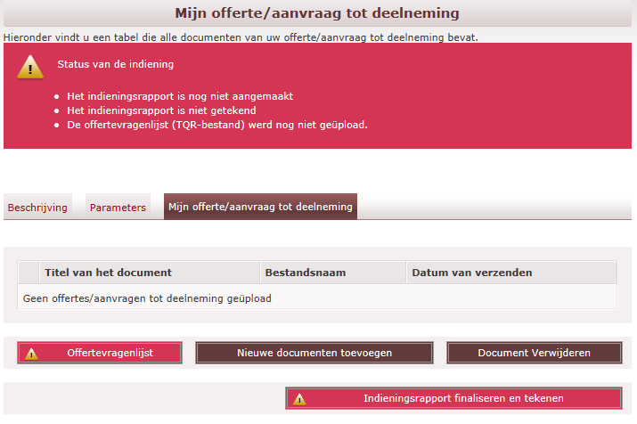 Er verschijnt een venster met meer uitleg: - Stap 1: Het TQTool installeren door op de voorziene link te klikken - Stap 2: Het aan het dossier gelinkte elektronische inschrijvingsformulier downloaden