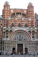 Westminster Cathedral, de belangrijkste roomskatholieke kathedraal in Engeland en Wales is een van de weinige gebouwen in Londen in Byzantijnse stijl.