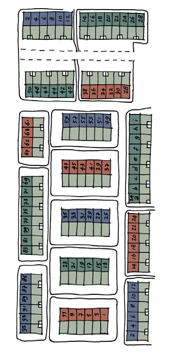 Overzicht Ontwerp geclusterd onderhoud 90 woningen 1 t/m 95 Jhr. van Citterplein 2 t/m 26 Purmerend Jhr.