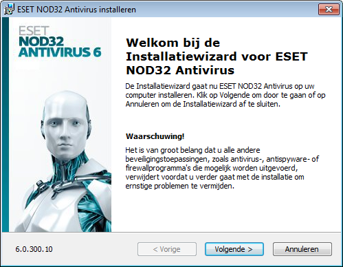 Installatie ESET NOD32 Antivirus bevat onderdelen die kunnen conficteren met andere op de computer geïnstalleerde antivirusproducten of beveiligingssoftware.