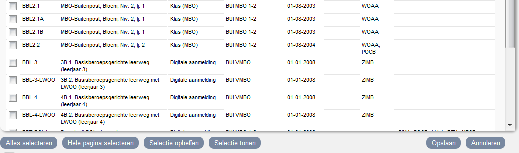 Signalen van groepen Zoek de groepen, vink aan en klik op [Opslaan]. N.B.