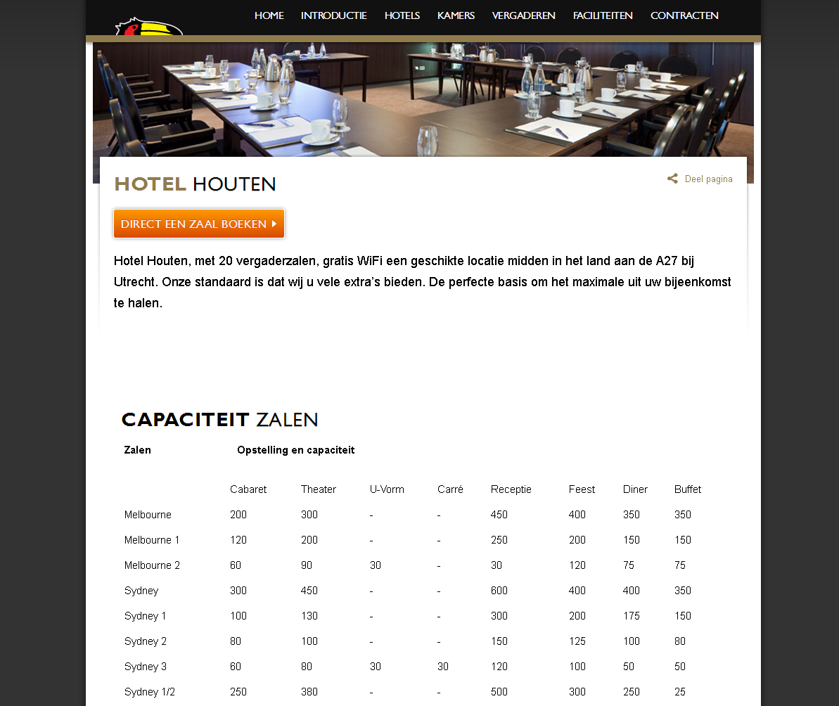 Zaalaanvraag corporate portal 5.1 Hotel: Het hotel naar uw keuze. Mocht u meer informatie wensen over een bepaald hotel kunt u deze informatie vinden op www.