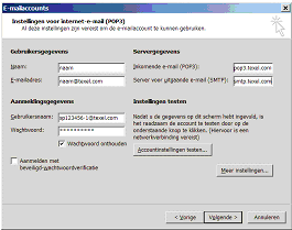 Als voorbeeld het invullen van de e-mailaccount van de penningmeester Naam: KNNV afdeling Delfland, penningmeester Dit moet natuurlijk aangepast worden aan de functie waar het account bij hoort.