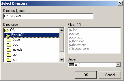 6. Installatie Python (PATCH) - Klik op Patch de Python installatie Geef de directory op met de naam