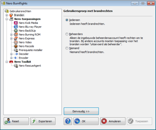Geavanceerd Nero BurnRights-venster onder Windows Vista, Windows 7 en Windows 8 5 Geavanceerd Nero BurnRights-venster onder Windows Vista, Windows 7 en Windows 8 Het uitgebreide venster Nero