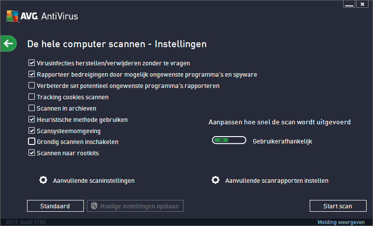 In de lijst met scanparameters kunt u specifieke parameters in- en uitschakelen: Virusinfecties herstellen/verwijderen zonder te vragen (standaard ingeschakeld) - als tijdens het scannen een virus