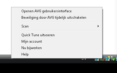 5.6. Systeemvakpictogram Het AVG-systeemvakpictogram (op de Windows-taak balk, rechts onder in de hoek van uw scherm) geeft de status van AVG AntiVirus 2013 aan.