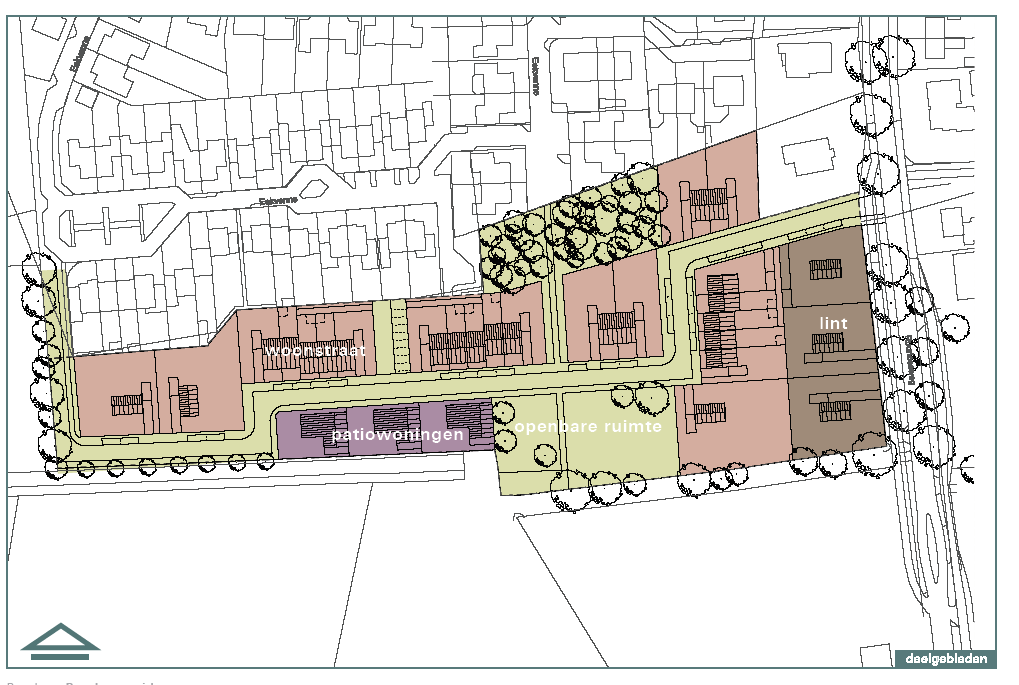 - 4 Beeldkwaliteitsplan onderscheid gemaakt in vier deelgebieden te weten het lint, de patiowoningen, de woonstraat en de openbare ruimte.