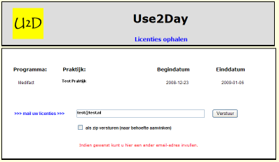 6 Licentie(s) opnieuw opvragen Indien U onverhoopt Uw licentie(s) kwijt bent, kunt U deze altijd opvragen via de website van www.use2day.nl.