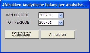 5.6.6 Analytisch 5.6.6.1 Analytische balans per analytische code De