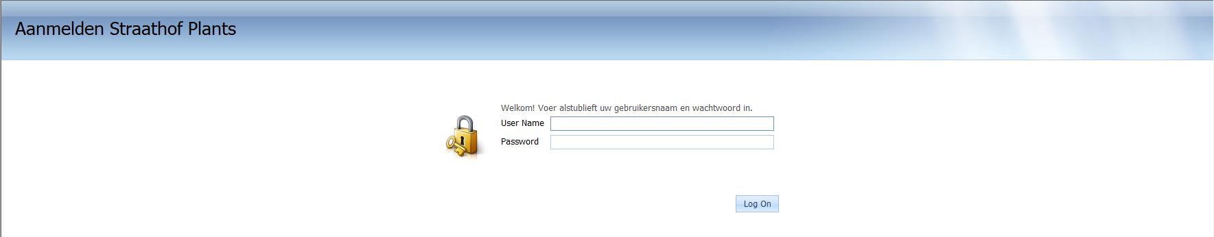 Inloggen Straathof Plants ******** Bij User Name en