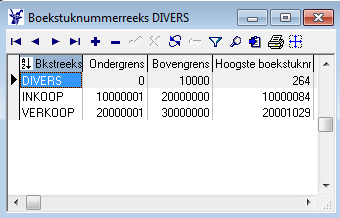 U kunt boekstuknummerreeksen toevoegen en wijzigen via: Module Financieel Financieel stambestanden Boekstuknummers Boekstuknummerreeks.