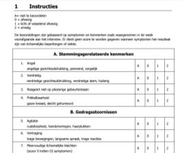 GDS-30 items Aanwezigheid + effect van behandeling Totaalscore 0 tot 30 0-10: normale gemoedstoestand 11-20: lichte depressie 21-30: ernstige depressie titel 43 titel 44 Depressie en dementie GDS-15