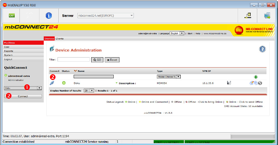 15 6.2.3 Via de website in de mbnet de configuratie laden Verbindt de mbnet via de LAN poort met de PC. Typ in de internet browser (advies Firefox) het IP-adres van de LAN poort (standaard 192.