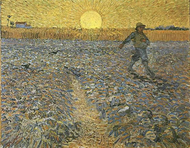46) Korenveld met kraaien, Vincent van Gogh, juli 1890 De godsdienstige inborst van Vincent blijkt uit wat hij toen schreef over het dragen van zijn ziekte: Te leren lijden zonder zich te beklagen,
