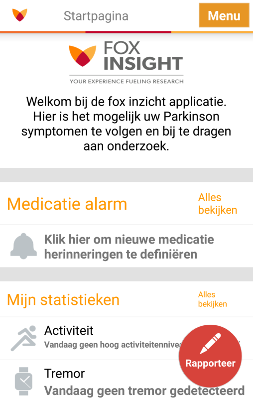 Medicatie herinneringen instellen (1) Step 1: Definieer de medicatienaam In het beginscherm, selecteer Menu In het