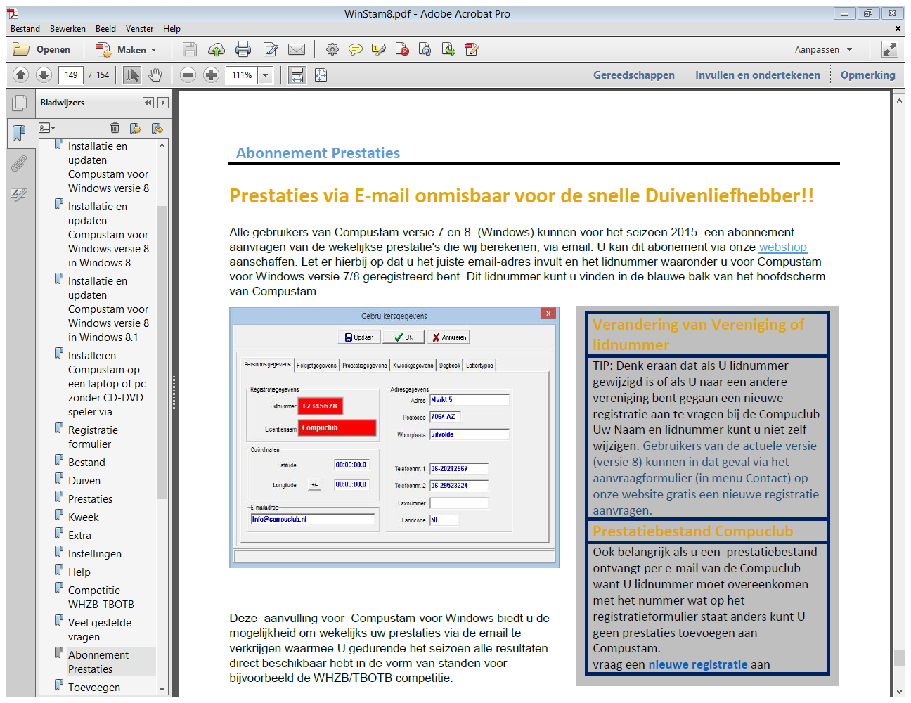 Hoe lees ik een prestatiebestand in van Compuclub Op de handleidingen Website staan diverse PDF bestanden waaronder PD.