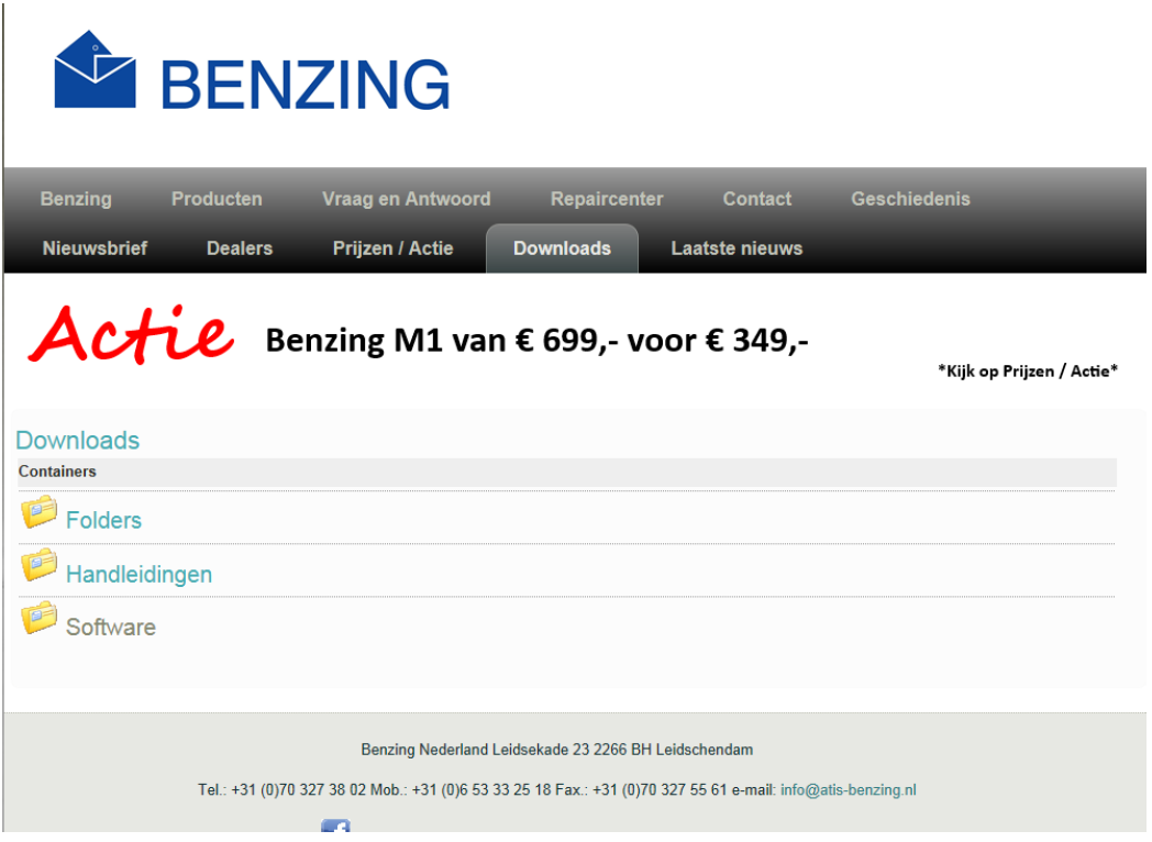 Vragen en Downloads over Benzing systeem Klik hier voor de Benzing Website Op de pagina downloads