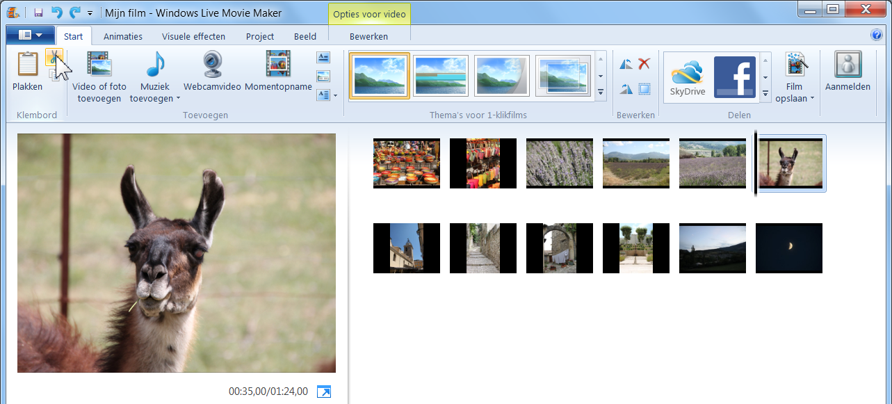 Hoofdstuk 3 Diavoorstelling maken met Windows Live Movie Maker 41 3.3 Foto s verplaatsen Het is mogelijk dat de foto s niet in de juiste volgorde staan voor de diavoorstelling.