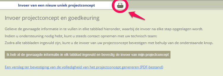 3. Fiche van een uniek projectconcept Om een projectconcept in te kunnen voeren, moet u alle tabbladen van de fiche volledig invullen, in het Frans en in het Nederlands.