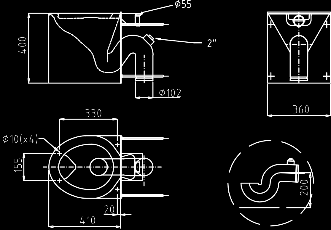 Gevangenistype toilet, Elcee 151 (P/S) S-Sifon P-Sifon Dit gevangenistype toilet is speciaal ontwikkeld voor een molestgevoelige omgeving en is verkrijgbaar met een P- of S-sifon.