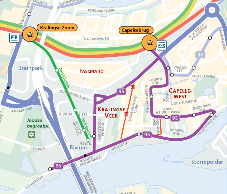 Nieuwe route lijn 35 en 174 (mogelijke haltes op nieuwe route niet weergegeven). 4.6 