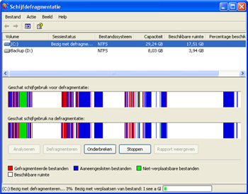 Na het defragmenteren kan onze
