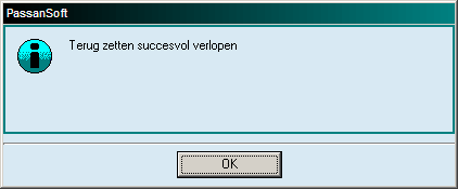 Onderstaand scherm wordt geopend Indien het juiste bestand wordt weergegeven, klik op terug zetten.