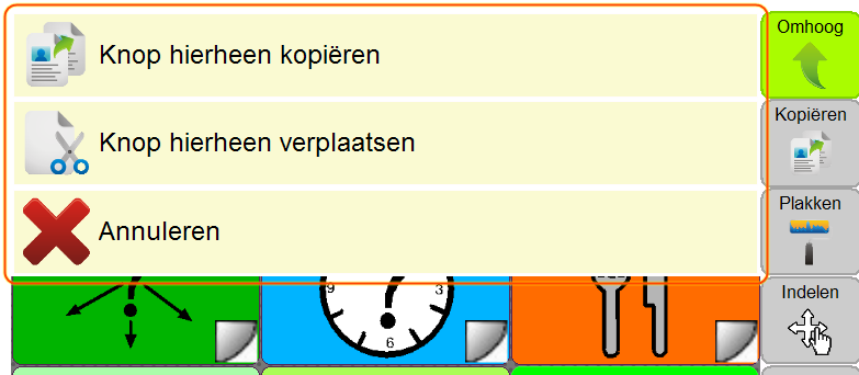 Standaardopties weergeven Het kopiëren of verplaatsen van een knop Om een knop te verplaatsen naar een andere pagina moet eerst op de knop op de werkbalk worden geklikt, en daarna op de knop die