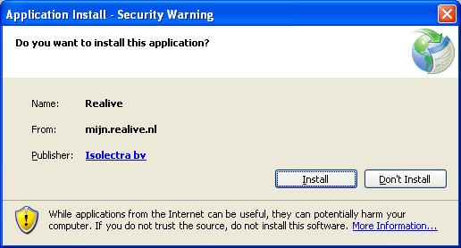 Bij Windows Vista of Windows 7 is het noodzakelijk om onder administrator rechten een deel van de applicatie te installeren.
