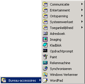 Indien u vanuit het startmenu Programma s\bureau-accessoires selecteert, dan merkt u dat zowel de items uit het profiel All Users als uit het eigen profiel voorkomen.
