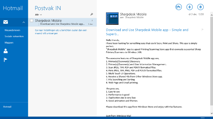 9 Afdrukken IV. Sharpdesk Mobiele toepassing opent in de charm Delen. Tip "Afdrukken" aan in de AppBar. V. Ga naar stap IV in sectie 9.