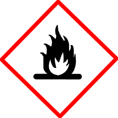 Ontvlambaar Ontvlambare gassen, cat 1 Ontvlambare aerosolen, cat 1 en 2 Ontvlambare vloeistoffen, cat 1,2 en 3 Ontvlambare vaste stoffen cat 1 en 2 Zelfontledende stoffen en mengsel type B, C, D en F
