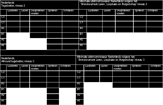 Pagina 73 aangegeven niveaus niet impliceren dat alle subvaardigheden van de betreffende niveaus van toepassing zijn voor het beroep.