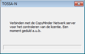 EXE op en het volgende scherm verschijnt (sinds 2012 niet meer TOSSA-N maar TOSSA): De TOSSA start dan gewoon op indien de verbinding met de CopyMinder Server tot