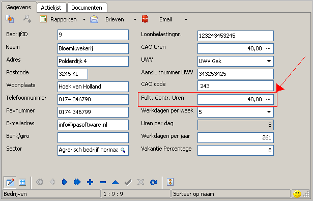77 bedrijf en weten we wat de fulltime contracturen zijn. In het functierecord moeten ook de standaard werkuren per dag van de werknemer ingevuld worden.