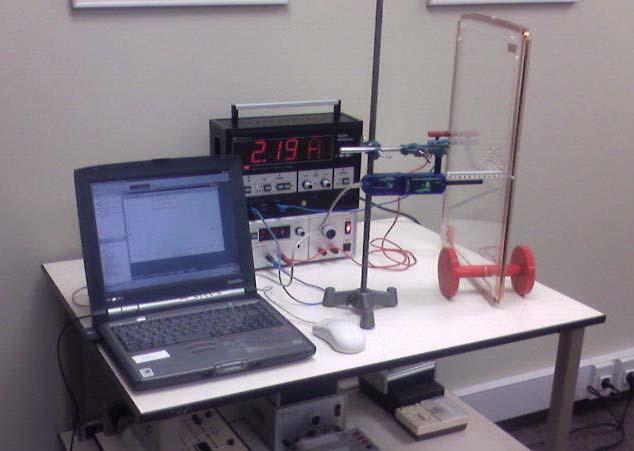 experiment -15 B bij een rechte geleider (2) 3de graad Magnetisme Onderwerp: B bij een rechte geleider groot rechthoekig stroomkader met 30 wikkelingen, meter, computer met interface en hallsensor,