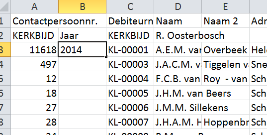Klik in onderliggend bestand weer linksboven, en kopieer naar Excel (op dezelfde manier als hiervoor beschreven in de ledenadministratie).