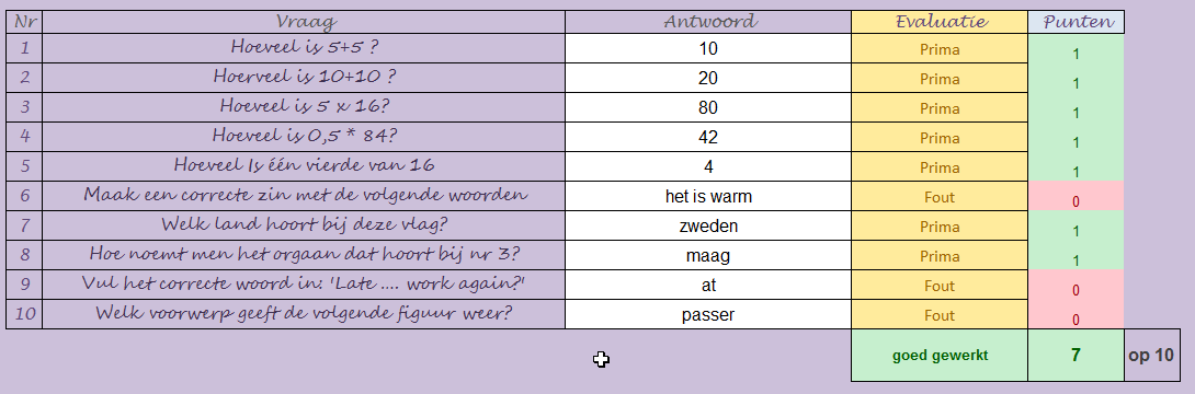 OPGELET De voorwaarden zijn natuurlijk gekoppeld aan de instellingen van de evaluatiekolom De termen vul in en prima moeten dan ook daar terug te vinden zijn.